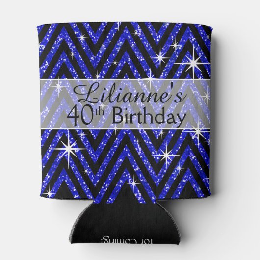 Glitter Chevron Bling | saffier Blikjeskoeler (Achterkant)