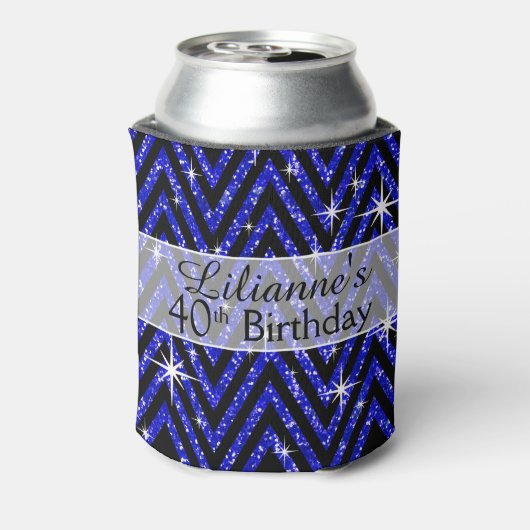 Glitter Chevron Bling | saffier Blikjeskoeler (Blikje Achterkant)