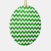 Glitter Chevron Green Keramisch Ornament (Rechts)