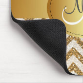 Glitter chevron monogram Mousepad Muismat (Hoek)