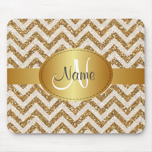 Glitter chevron monogram Mousepad Muismat (Voorkant)
