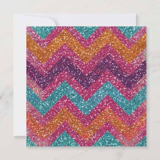 Glitter Chevron Pink Paars Oranje Blauwgroen Kaart (Achterkant)