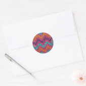 Glitter Chevron Pink Paars Oranje Blauwgroen Ronde Sticker (Envelop)
