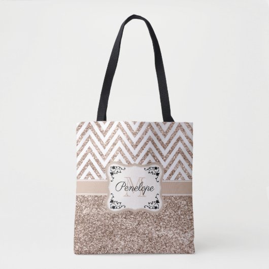 Glitter & Chevron Tote Bag (Voorkant)