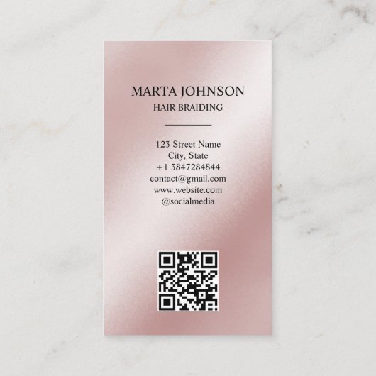 Glitter Chique Afro Amerikaanse vlechten vlechten  Visitekaartje (Achterkant)