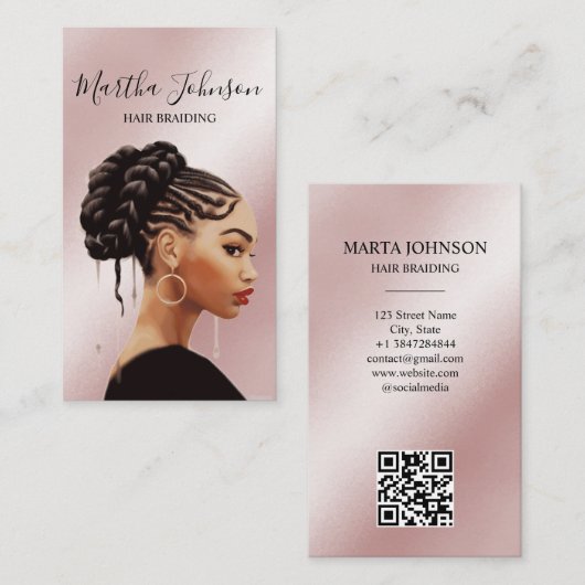 Glitter Chique Afro Amerikaanse vlechten vlechten  Visitekaartje (Voorkant / Achterkant)