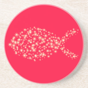 Glitter Christelijk vissymbool Zandsteen Onderzetter