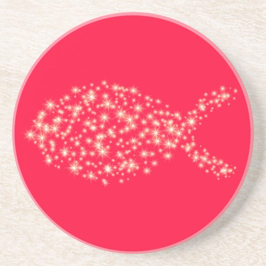 Glitter Christelijk vissymbool Zandsteen Onderzetter (Voorkant)