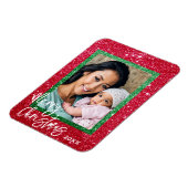 Glitter Christmas Kaart - Gepersonaliseerde foto L Magneet (Linkerzijde)