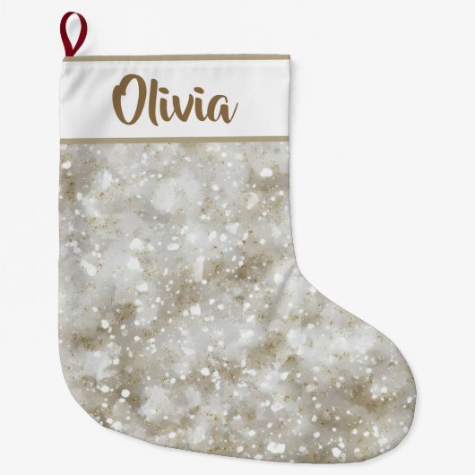 Glitter Christmas Stocking | Personalized Name  Grote Kerstsok (Voorkant)
