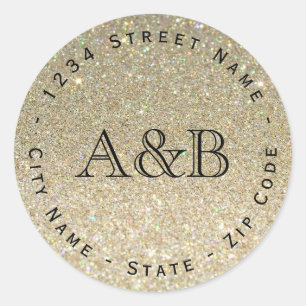 Glitter Circulaire Bruiloft Retouradres Label