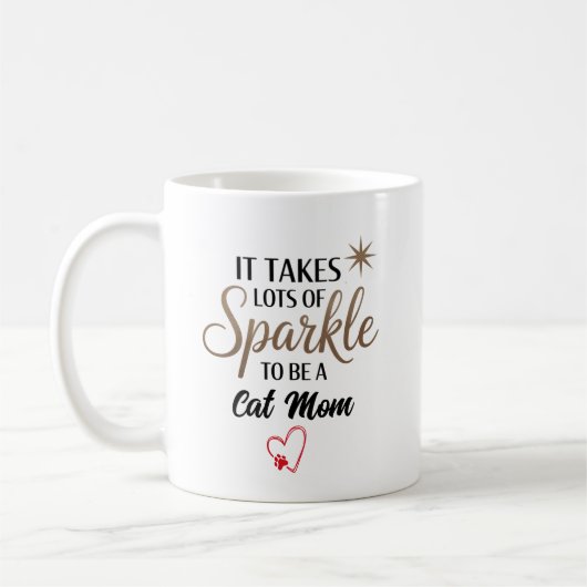 ✨ Glitter Citat Geschenk voor Kat Moeder Koffiemok (Links)