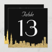 Glitter City Skyline Trouwtafel Nummerkaart Kaart (Voorkant / Achterkant)