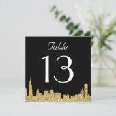 Glitter City Skyline Trouwtafel Nummerkaart Kaart (Staand voorkant)