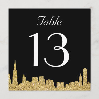 Glitter City Skyline Trouwtafel Nummerkaart Kaart