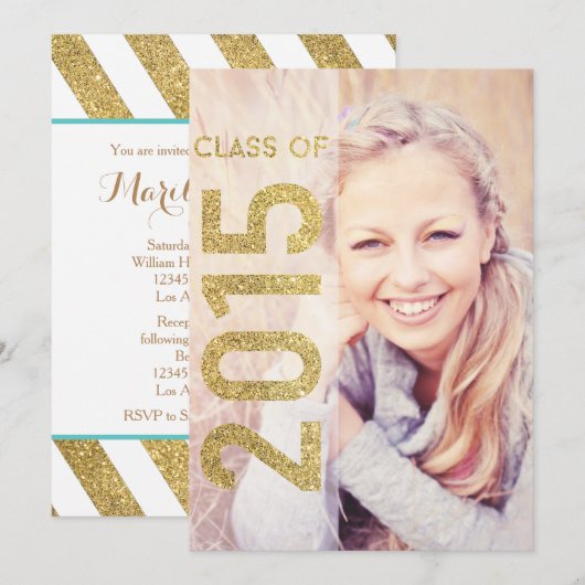 Glitter Class of Afstuderen Announcement 2015 Kaart (Voorkant / Achterkant)