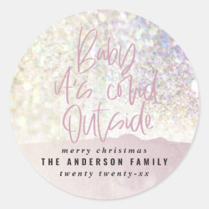 Glitter Classy baby Zijn covid buiten Kerstmis Ronde Sticker