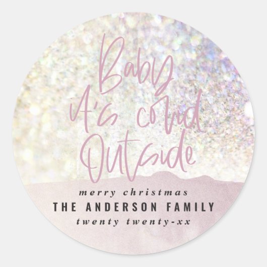 Glitter Classy baby Zijn covid buiten Kerstmis Ronde Sticker (Voorkant)