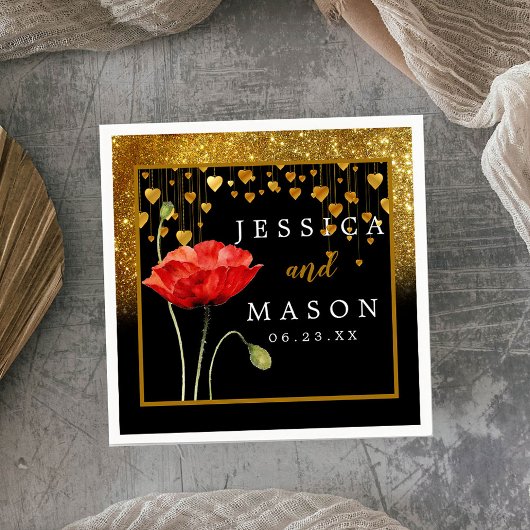 Glitter Classy Wedding Cocktail Napkins Servet