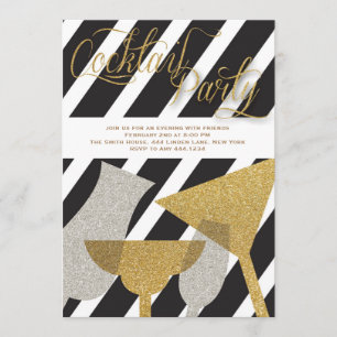 Glitter Cocktail Party-uitnodigingen Kaart