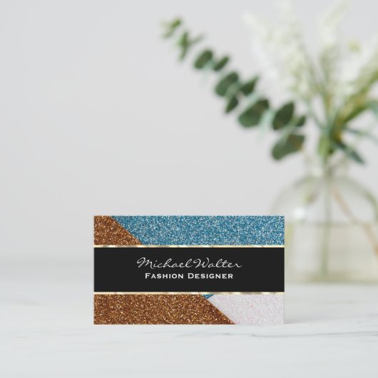 Glitter Color Block Visitekaartje (Staand voorkant)