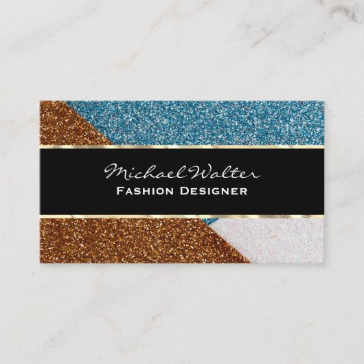Glitter Color Block Visitekaartje (Voorkant)