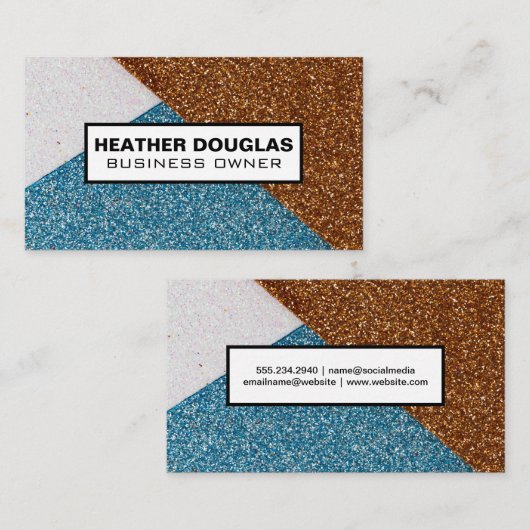 Glitter Color Block Visitekaartje (Voorkant / Achterkant)