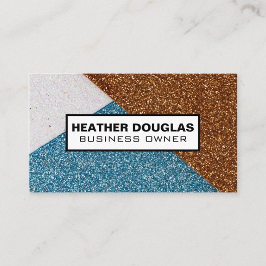 Glitter Color Block Visitekaartje (Voorkant)