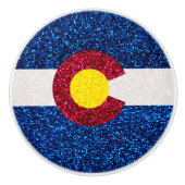 Glitter Colorado vlag ronde kast pull knop (Voorkant)