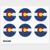 Glitter Colorado vlag ronde stickers (Vel)