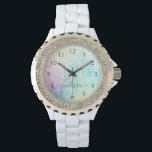 Glitter Colorful Glamoureus  Patroon Horloge<br><div class="desc">Een esthetische  chic bokeh glitter achtergrond in prachtige pastelkleuren,  die u kunt personaliseren met uw eigen monogram en/of naam.</div>