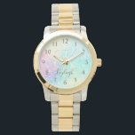 Glitter Colorful Glamoureus  Patroon Horloge<br><div class="desc">Een esthetische  chic bokeh glitter achtergrond in prachtige pastelkleuren,  die u kunt personaliseren met uw eigen monogram en/of naam.</div>