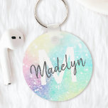 Glitter Colorful Glamoureus  Patroon Sleutelhanger<br><div class="desc">Een esthetische  chic bokeh glitter achtergrond in prachtige pastelkleuren,  die u kunt personaliseren met uw eigen monogram en/of naam.</div>