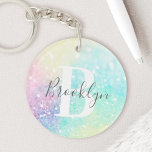 Glitter Colorful Glamoureus  Patroon Sleutelhanger<br><div class="desc">Een esthetische  chic bokeh glitter achtergrond in prachtige pastelkleuren,  die u kunt personaliseren met uw eigen monogram en/of naam.</div>