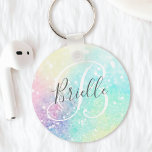 Glitter Colorful Glamoureus  Patroon Sleutelhanger<br><div class="desc">Een esthetische  chic bokeh glitter achtergrond in prachtige pastelkleuren,  die u kunt personaliseren met uw eigen monogram en/of naam.</div>