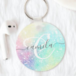 Glitter Colorful Glamoureus  Patroon Sleutelhanger<br><div class="desc">Een esthetische  chic bokeh glitter achtergrond in prachtige pastelkleuren,  die u kunt personaliseren met uw eigen monogram en/of naam.</div>