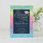 Glitter Colorful Gradup Afstuderen Kaart (Staand voorkant)