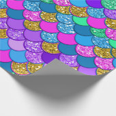 Glitter Colorful Mermaid Birthday Party Cadeaupapier (Hoek)