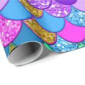 Glitter Colorful Mermaid Birthday Party Cadeaupapier (Rol Hoek)
