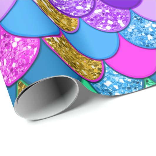 Glitter Colorful Mermaid Birthday Party Cadeaupapier (Rol Hoek)