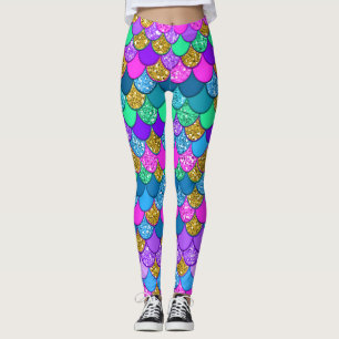 Glitter Colorful Multi-Colored Zeemeerminnen Leggings