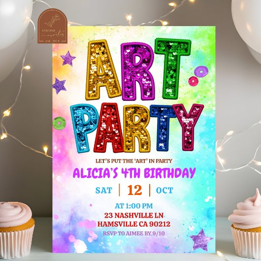 Glitter Colorful Sequin Art Party Birthday Kaart