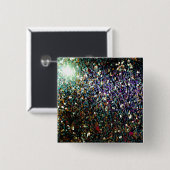 Glitter comet & sterren vierkante button 5,1 cm (Voorkant /achterkant)