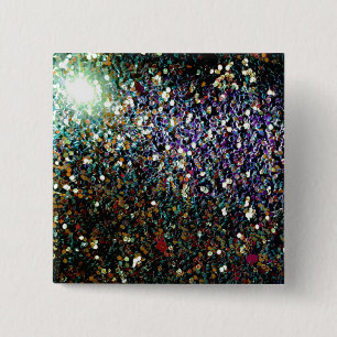 Glitter comet & sterren vierkante button 5,1 cm