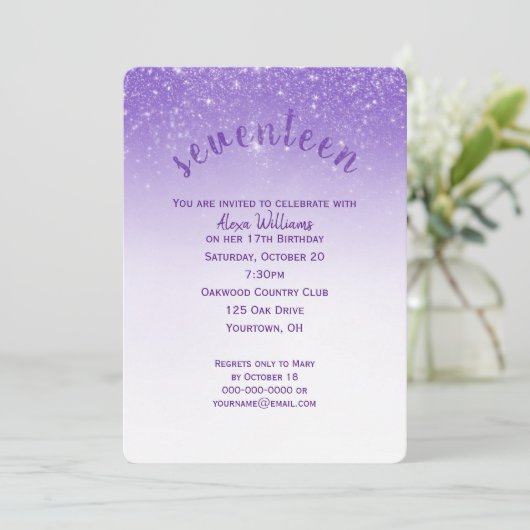 Glitter Confetti 17e verjaardagsfeestje Kaart (Staand voorkant)