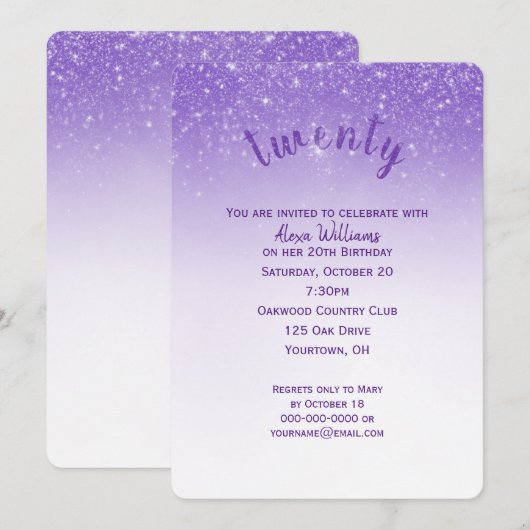 Glitter Confetti 20e verjaardagsfeestje Kaart (Voorkant / Achterkant)