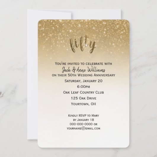 glitter confetti 50th bruiloft kaart (Voorkant)