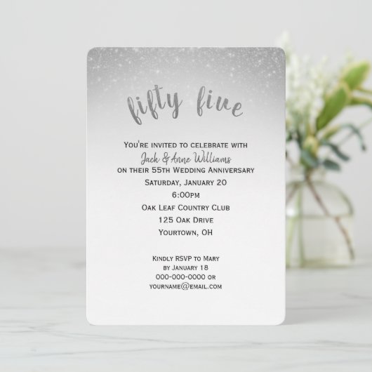 glitter confetti 55th bruiloft kaart (Staand voorkant)