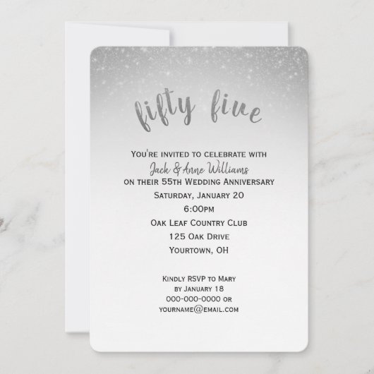 glitter confetti 55th bruiloft kaart (Voorkant)