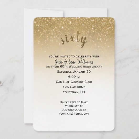 glitter confetti 60th bruiloft kaart (Voorkant)